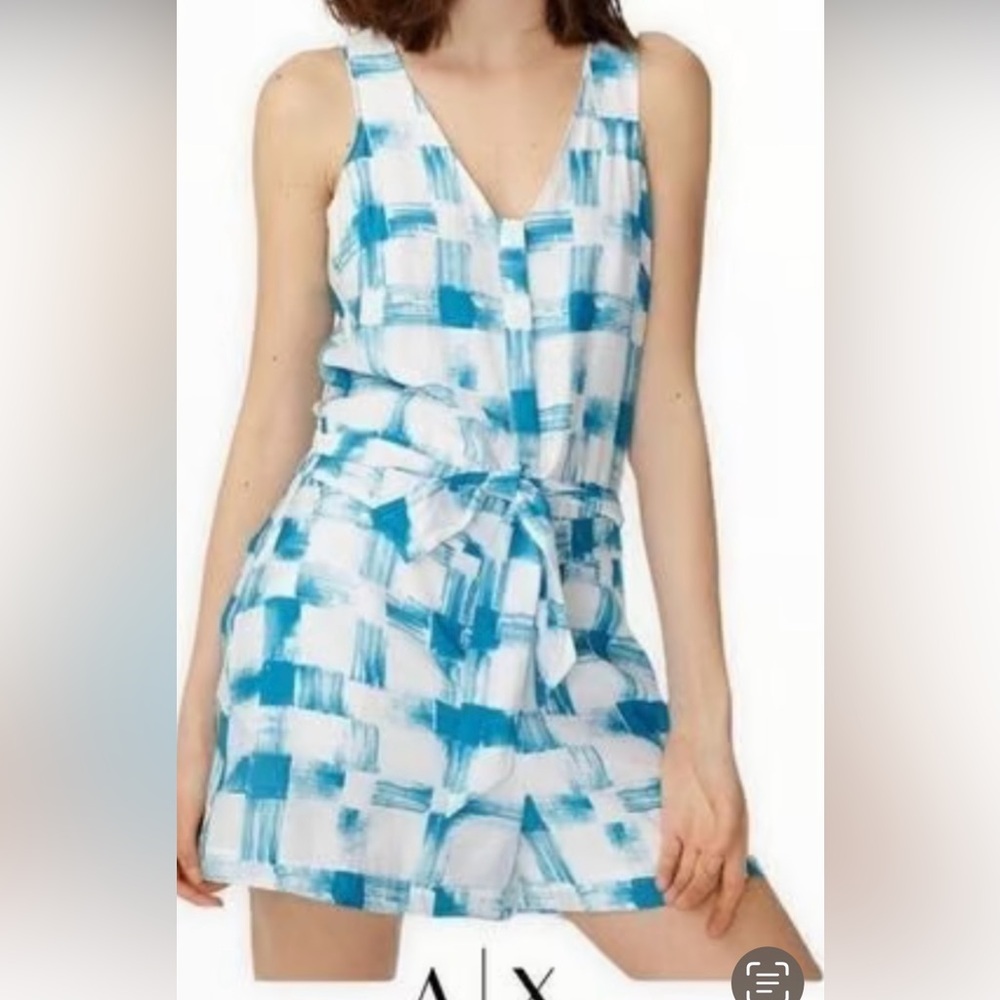 A/X Armani Exchange Blue Tie Front Sleeveless romper. Sz 4